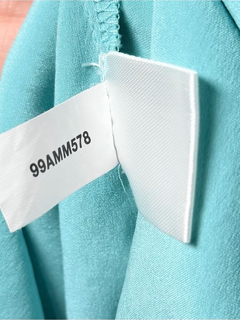 Antonio Melani Silk Blend Aqua Satin Button Front Blouse L Minimalist Coastal - Picture 8 of 8